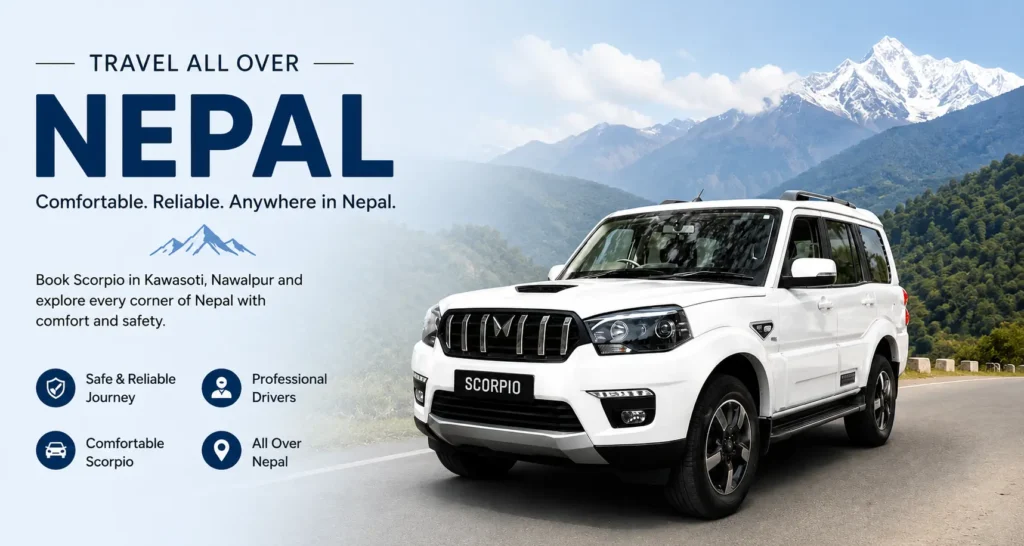book scorpio and car from kawasoti, Nawalpur